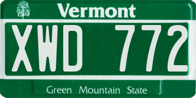 VT license plate XWD772