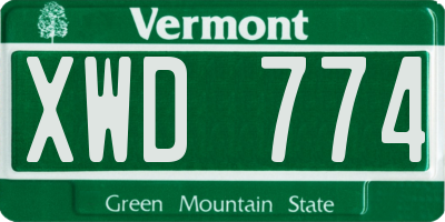 VT license plate XWD774