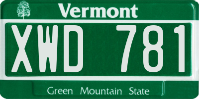 VT license plate XWD781