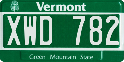VT license plate XWD782