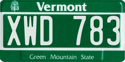 VT license plate XWD783