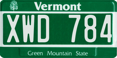 VT license plate XWD784