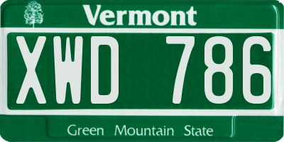 VT license plate XWD786