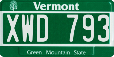 VT license plate XWD793