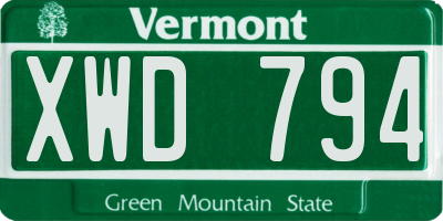 VT license plate XWD794