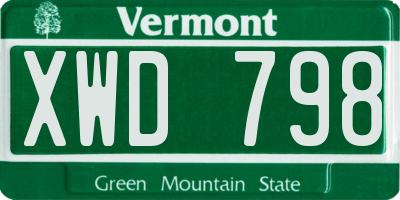 VT license plate XWD798