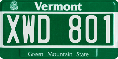 VT license plate XWD801