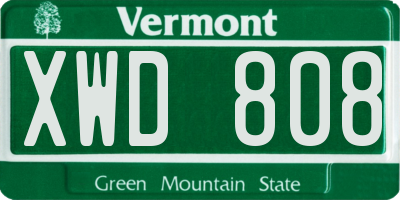 VT license plate XWD808