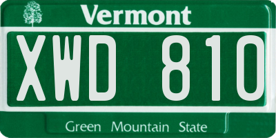 VT license plate XWD810