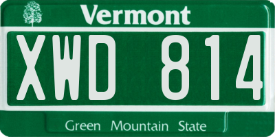 VT license plate XWD814