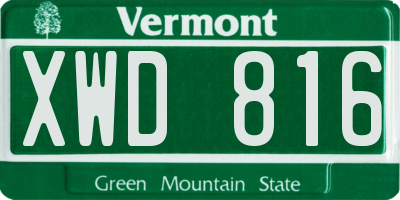 VT license plate XWD816
