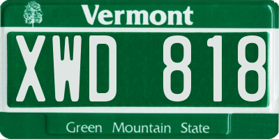 VT license plate XWD818