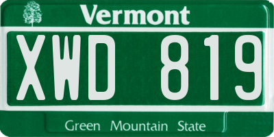 VT license plate XWD819
