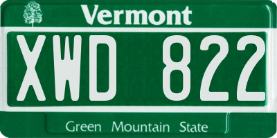VT license plate XWD822