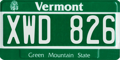 VT license plate XWD826
