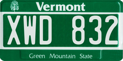 VT license plate XWD832