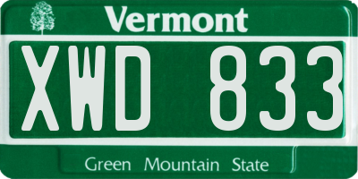 VT license plate XWD833