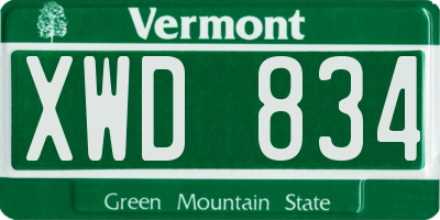 VT license plate XWD834
