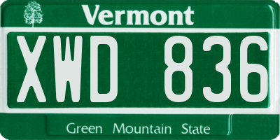 VT license plate XWD836