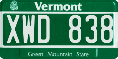 VT license plate XWD838