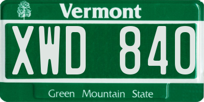 VT license plate XWD840