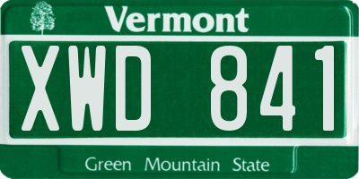VT license plate XWD841