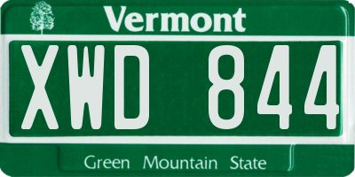 VT license plate XWD844