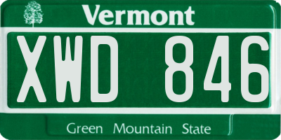 VT license plate XWD846