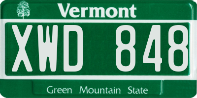 VT license plate XWD848