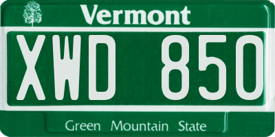VT license plate XWD850