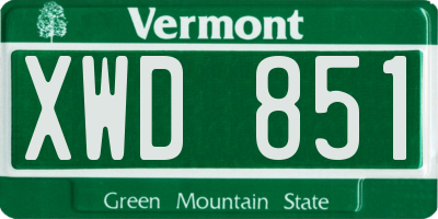 VT license plate XWD851