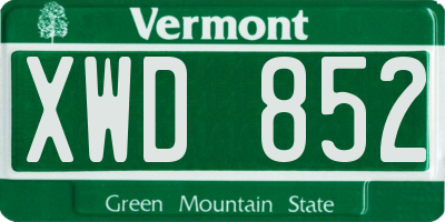 VT license plate XWD852