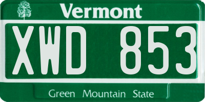 VT license plate XWD853