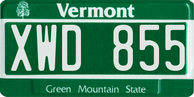 VT license plate XWD855