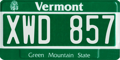 VT license plate XWD857