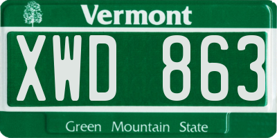 VT license plate XWD863
