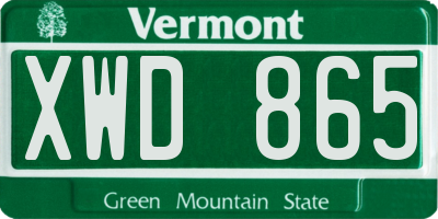 VT license plate XWD865
