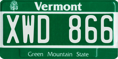 VT license plate XWD866