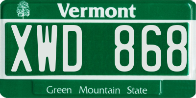 VT license plate XWD868
