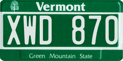 VT license plate XWD870