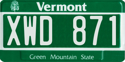 VT license plate XWD871