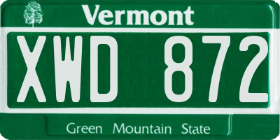 VT license plate XWD872