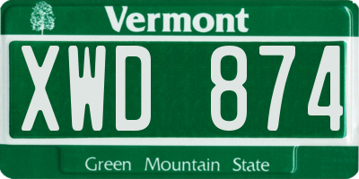VT license plate XWD874