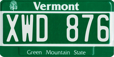 VT license plate XWD876