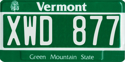 VT license plate XWD877