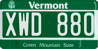 VT license plate XWD880