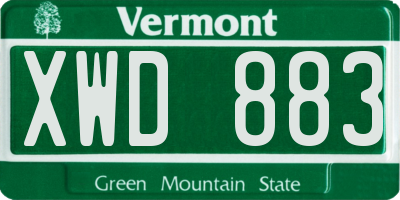 VT license plate XWD883