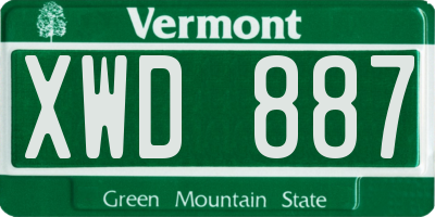 VT license plate XWD887