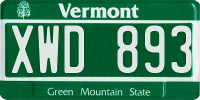 VT license plate XWD893