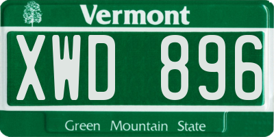 VT license plate XWD896
